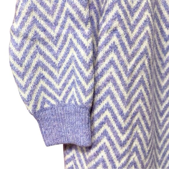 Purple White Chevron Sweater Cardigan Size Large NWT - Adora - Picture 13 of 14